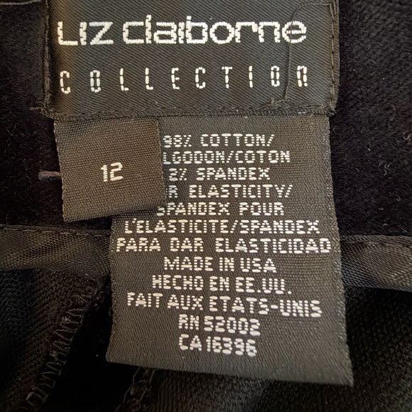 Liz Claiborne Women’s Pants Size 12 Black Velvet/velour Side Zip - Picture 4 of 6